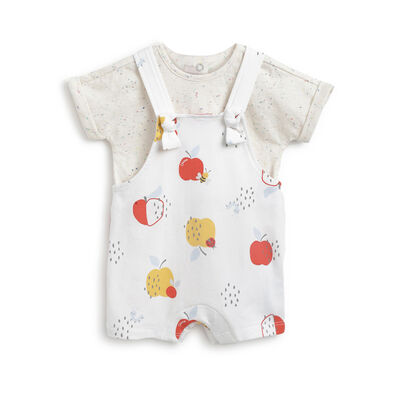 Infants Natural Printed T-shirt with Short Overalls